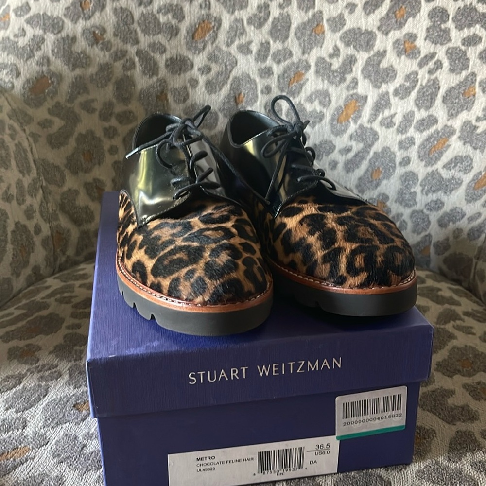 Stuart Weitzman Metro Brogues Leopard Calf hair